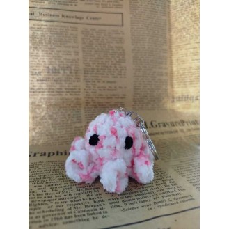 Hobotnica - heklani privjesak - rozo-bijela