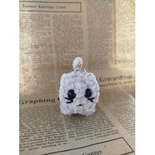 Mačka - heklani privjesak - krem