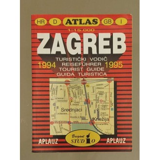 Zagreb 1994-1995 atlas turistički vodič Reiseführer tourist guide guida turistica